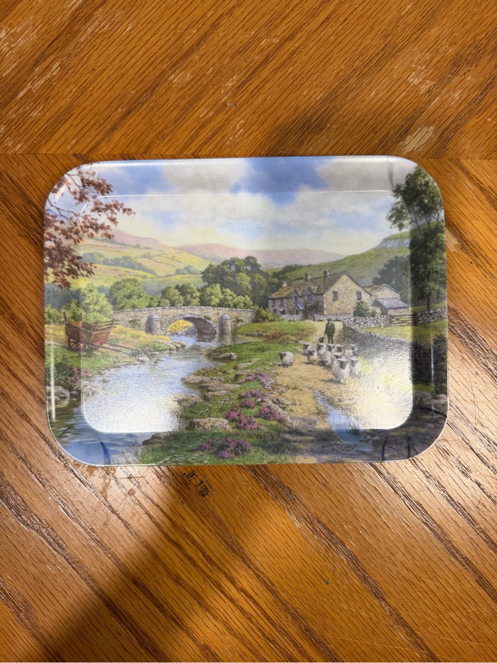 Countryside Landscape Vanity Tray in Blue and Green